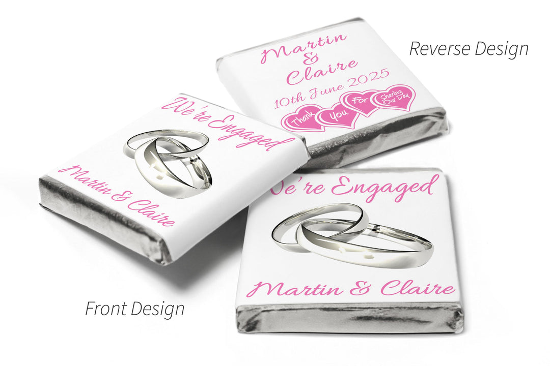 Engaged Chocolates - Personalised Favours - Neapolitan Chocolates - V2 Silver Rings