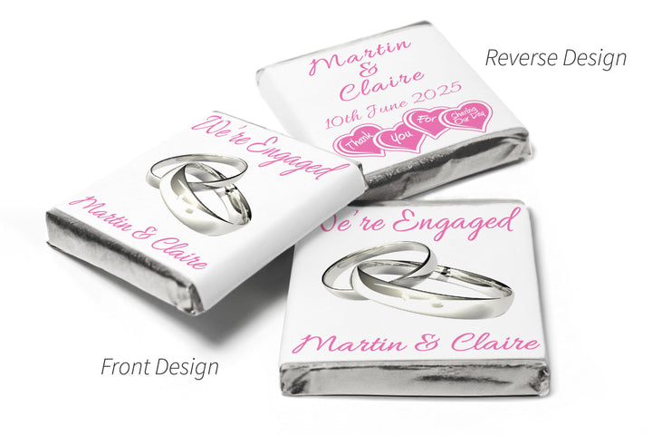 Engaged Chocolates - Personalised Favours - Neapolitan Chocolates - V2 Silver Rings