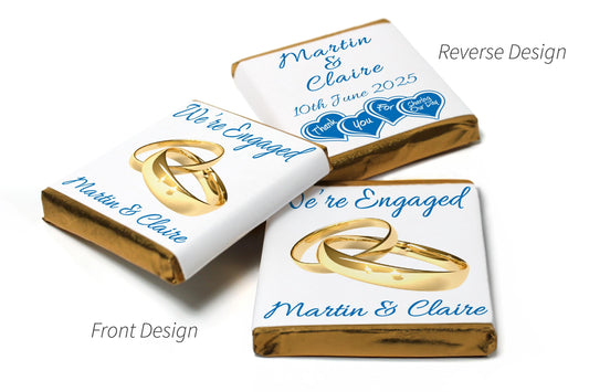 Engaged Chocolates - Personalised Favours - Neapolitan Chocolates - V1 Gold Rings