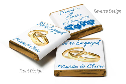 Engaged Chocolates - Personalised Favours - Neapolitan Chocolates - V1 Gold Rings