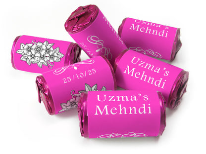 Mehndi Gifts - Personalised  Love Heart Sweets with different colours