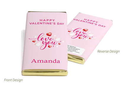 Valentines Chocolate Bars - Personalised Favours - 80g Milk Chocolate Bars in Gold & Silver Foils - V2