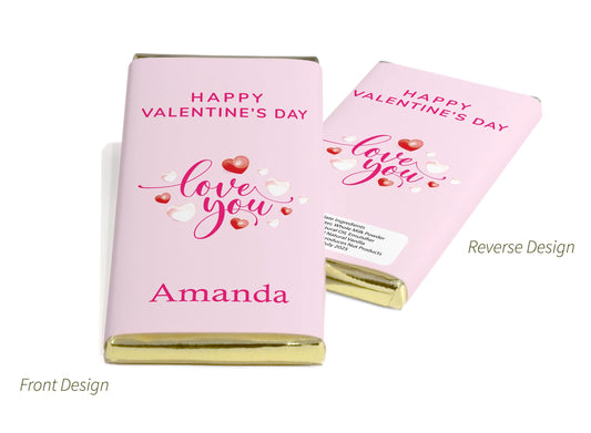 Valentines Chocolate Bars - Personalised Favours - 80g Milk Chocolate Bars in Gold & Silver Foils - V2