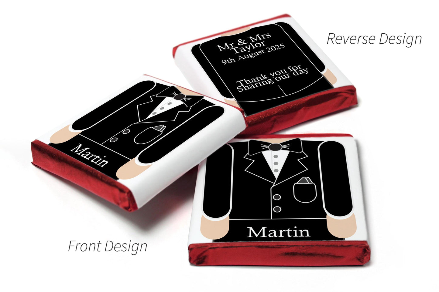 Wedding Chocolates - Personalised Wedding Favours - Neapolitan Chocolates - Groom