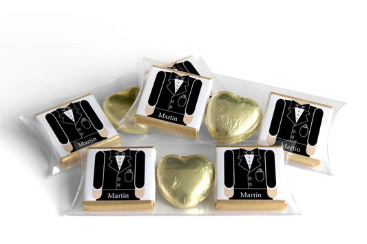 2 Choc Heart Trio Wedding Chocolates - Personalised Favours - Neapolitan Chocolates - Groom