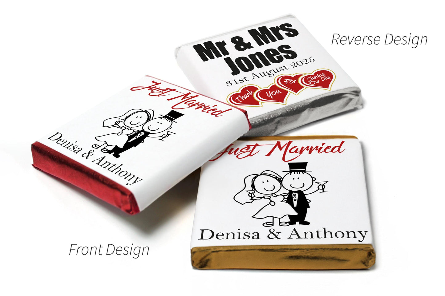 Wedding Chocolates - Personalised Wedding Favours - Neapolitan Chocolates - V13