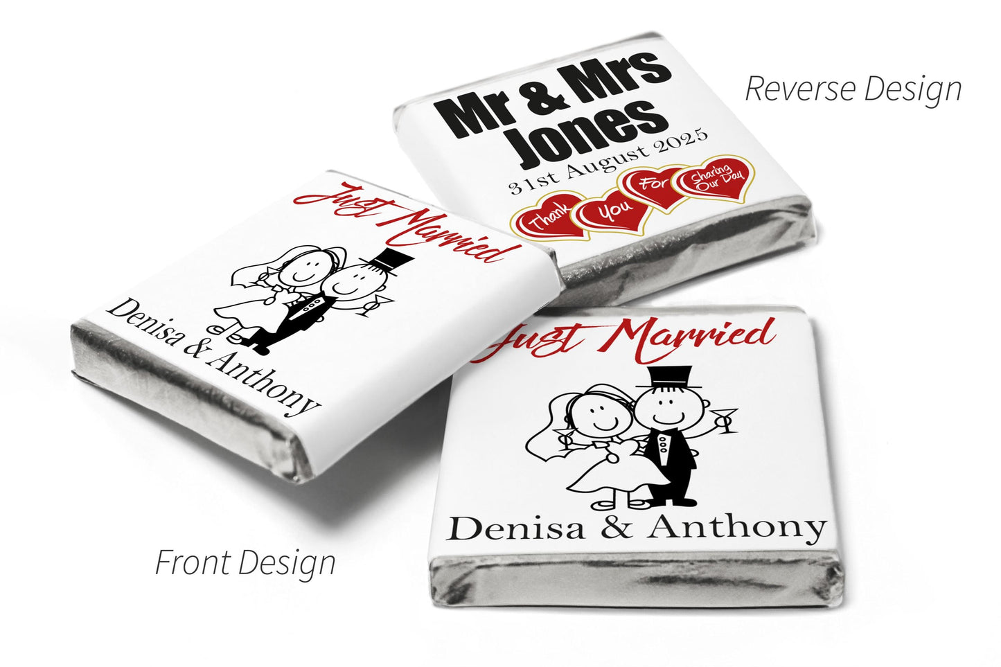 Wedding Chocolates - Personalised Wedding Favours - Neapolitan Chocolates - V13