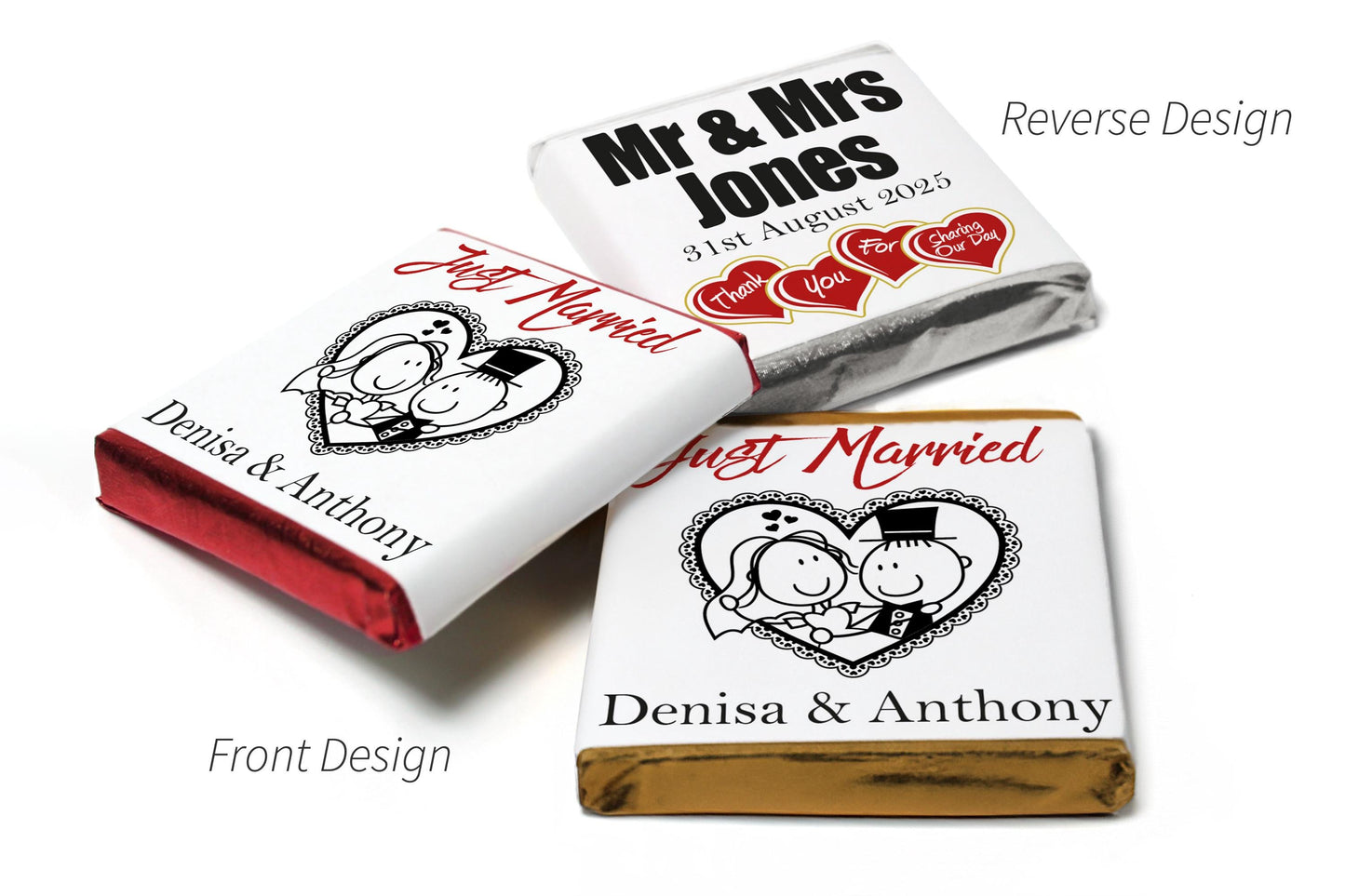 Wedding Chocolates - Personalised Wedding Favours - Neapolitan Chocolates - V14