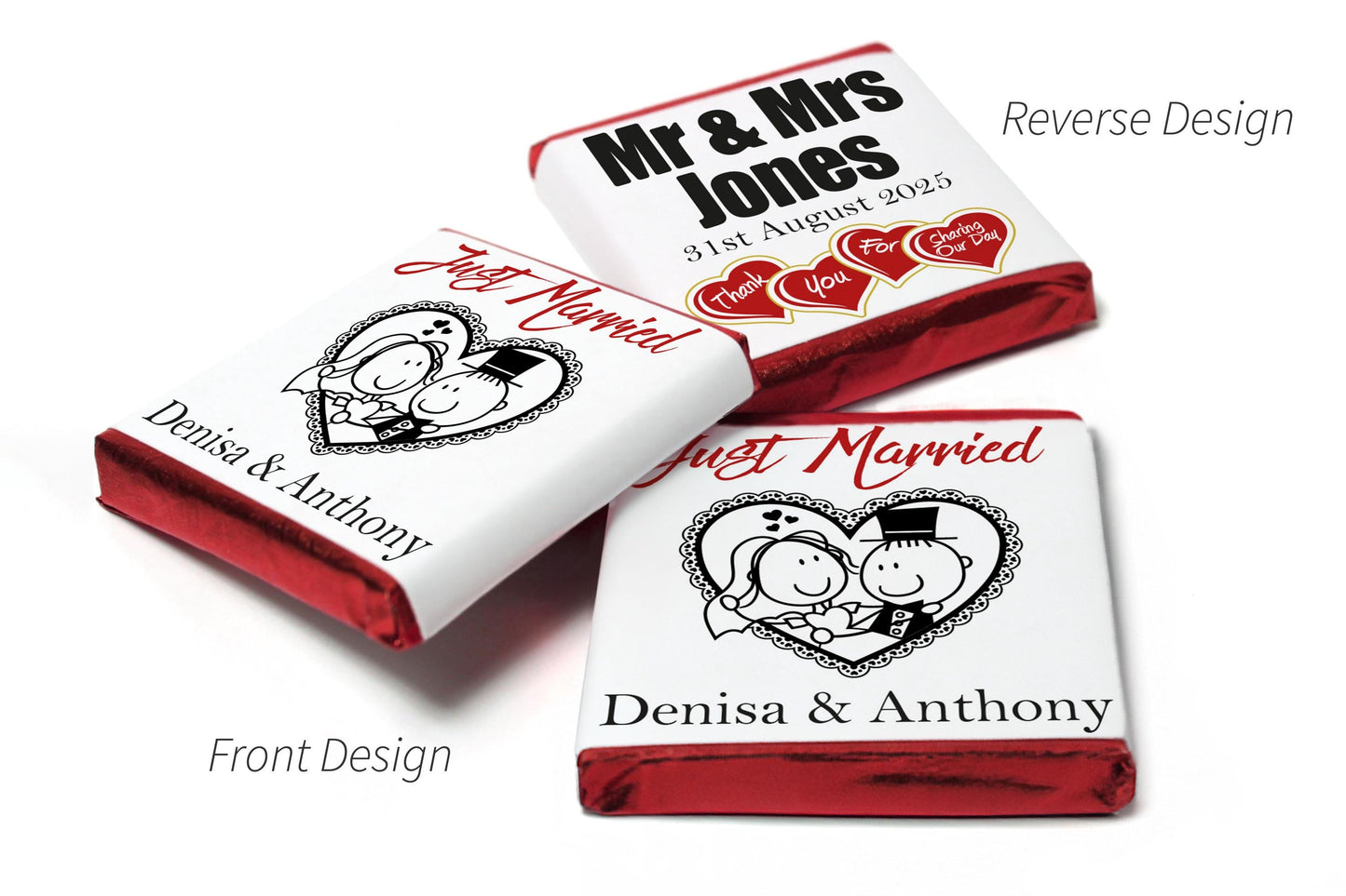 Wedding Chocolates - Personalised Wedding Favours - Neapolitan Chocolates - V14