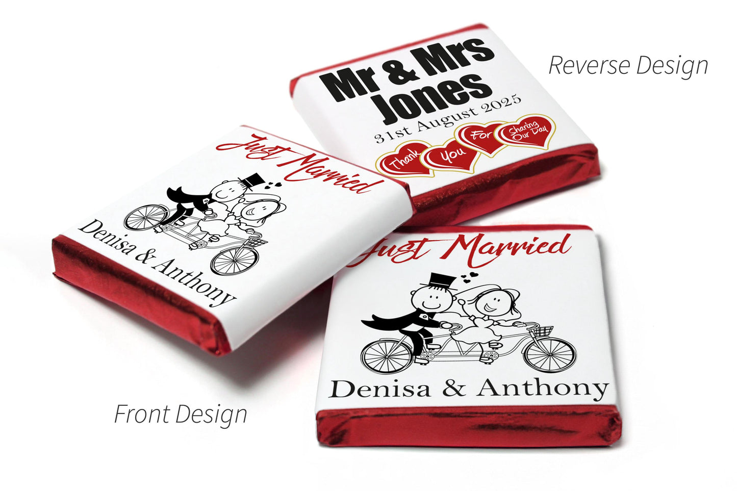 Wedding Chocolates - Personalised Wedding Favours - Neapolitan Chocolates - V15