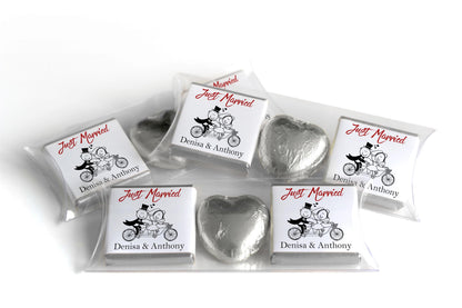 2 Choc Heart Trio Wedding Chocolates - Personalised Favours - Neapolitan Chocolates - V15