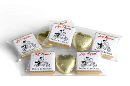 2 Choc Heart Trio Wedding Chocolates - Personalised Favours - Neapolitan Chocolates - V15