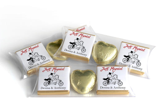 2 Choc Heart Trio Wedding Chocolates - Personalised Favours - Neapolitan Chocolates - V15