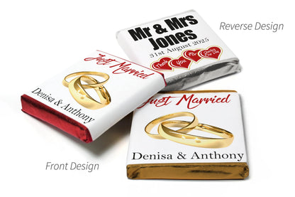 Wedding Chocolates - Personalised Wedding Favours - Neapolitan Chocolates - V11 Gold Rings