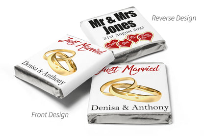 Wedding Chocolates - Personalised Wedding Favours - Neapolitan Chocolates - V11 Gold Rings