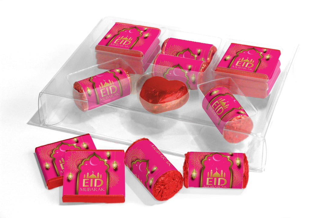 EID Large Combo Box - EID GIFTS - Neapolitan Chocolates/Heart/Love Heart Sweets - V3 - Pink
