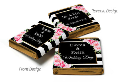 Wedding Chocolates - Personalised Wedding Favours - Neapolitan Chocolates - V10 - Black