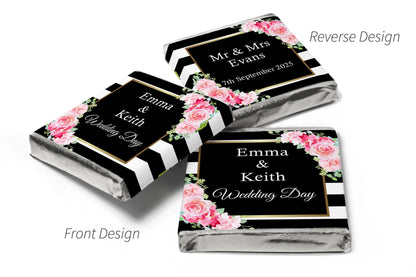 Wedding Chocolates - Personalised Wedding Favours - Neapolitan Chocolates - V10 - Black