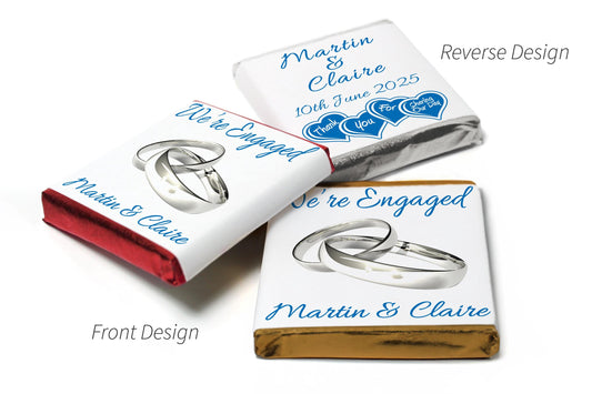 Engaged Chocolates - Personalised Favours - Neapolitan Chocolates - V1 Silver Rings