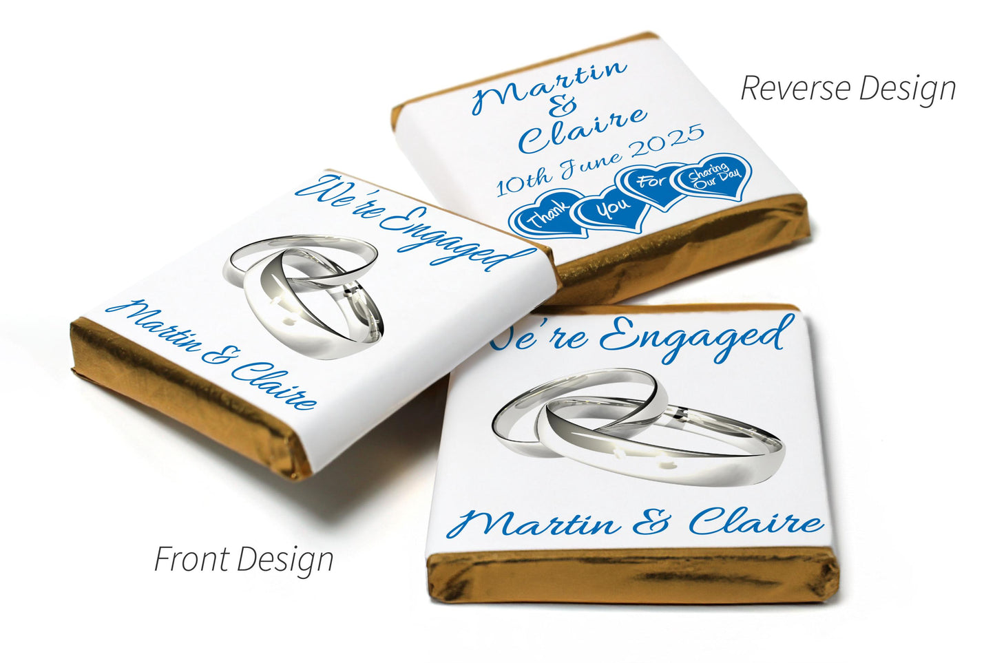 Engaged Chocolates - Personalised Favours - Neapolitan Chocolates - V1 Silver Rings