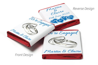 Engaged Chocolates - Personalised Favours - Neapolitan Chocolates - V1 Silver Rings
