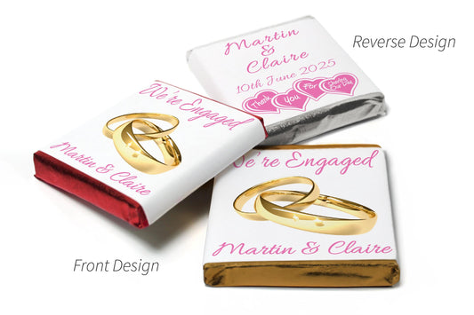 Engaged Chocolates - Personalised Favours - Neapolitan Chocolates - V2 Gold Rings