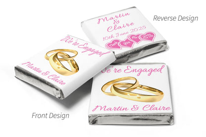 Engaged Chocolates - Personalised Favours - Neapolitan Chocolates - V2 Gold Rings