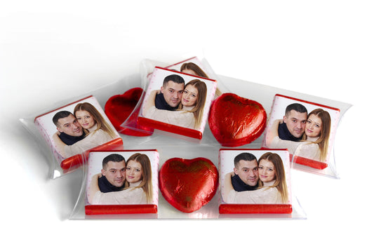 2 Choc Heart Trio Engaged Chocolates - Personalised Favours - Neapolitan Chocolates - V3 Pink