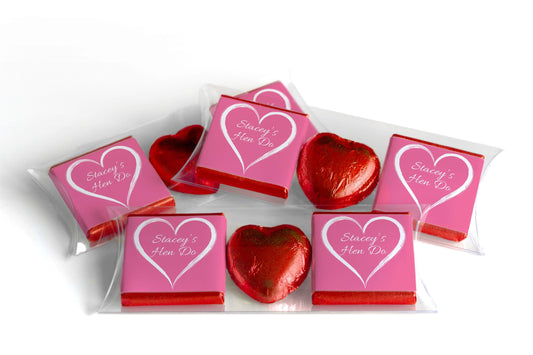 2 Choc Heart Trio Hen Do Chocolates - Personalised Favours - Neapolitan Chocolates - V2