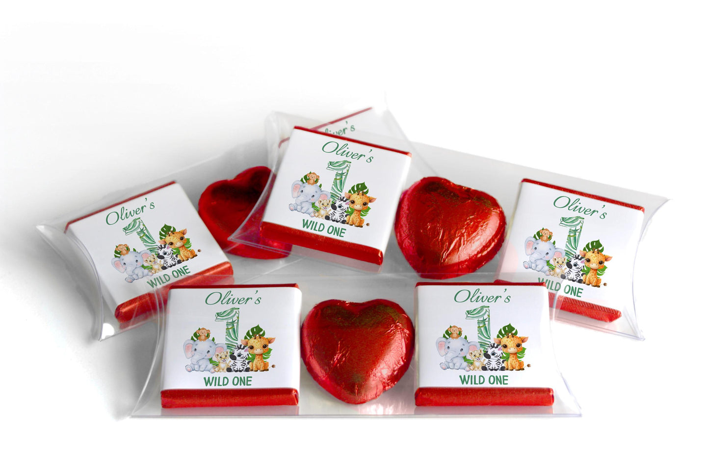 Choc Heart Trio Birthday Gifts - Wild One - Personalised Favours - Neapolitan Chocolates - V1