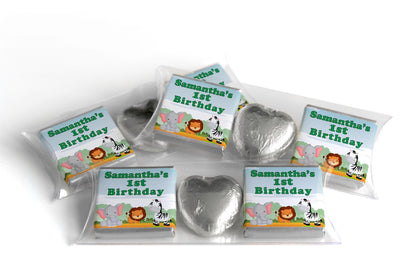Choc Heart Trio Birthday Gifts - Jungle - Personalised Favours - Neapolitan Chocolates -Green Text