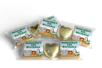 Choc Heart Trio Birthday Gifts - Jungle - Personalised Favours - Neapolitan Chocolates -Green Text
