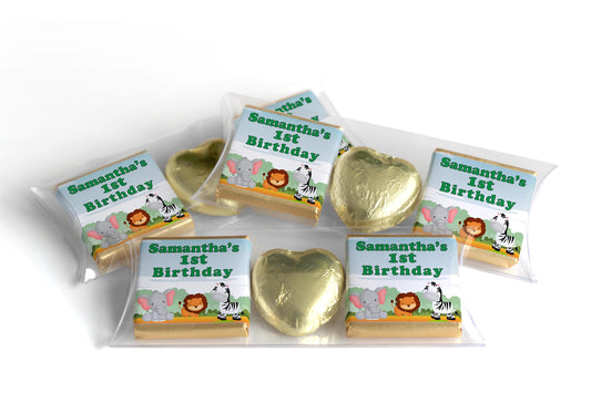 Choc Heart Trio Birthday Gifts - Jungle - Personalised Favours - Neapolitan Chocolates -Green Text