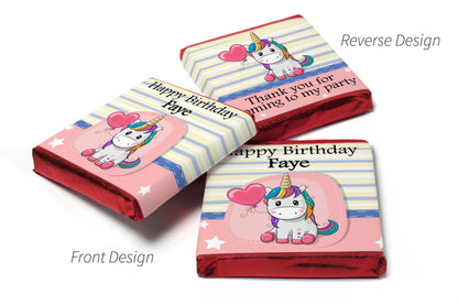 Birthday Gifts - Personalised Favours - Neapolitan Chocolates - V1 Unicorn
