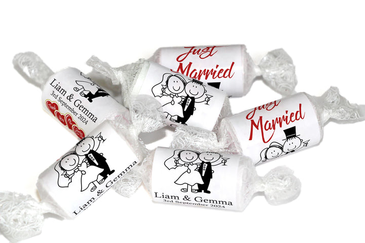Wedding Sweets - Personalised Love Heart Favors, Cartoon - V13