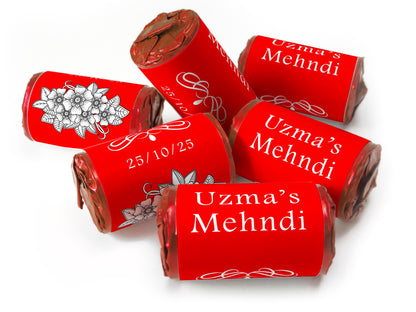 Mehndi Gifts - Personalised  Love Heart Sweets with different colours