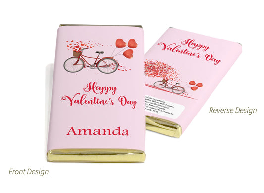 Valentines Chocolate Bars - Personalised Favours - 80g Milk Chocolate Bars in Gold & Silver Foils - V3