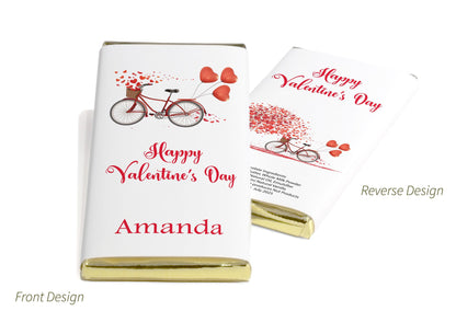 Valentines Chocolate Bars - Personalised Favours - 80g Milk Chocolate Bars in Gold & Silver Foils - V1