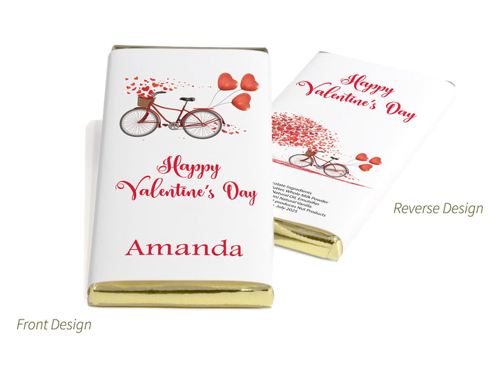 Valentines Chocolate Bars - Personalised Favours - 80g Milk Chocolate Bars in Gold & Silver Foils - V1
