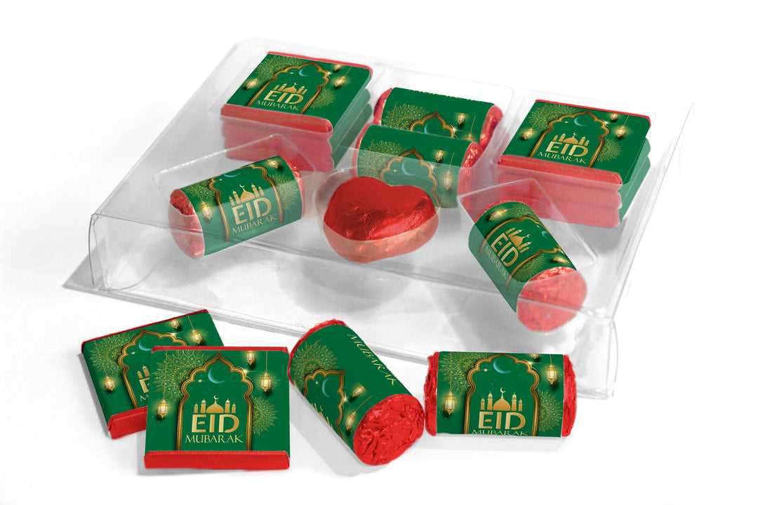 EID Large Combo Box - EID GIFTS - Neapolitan Chocolates/Heart/Love Heart Sweets - V3 - Green