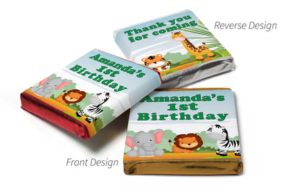Choc Heart Trio Birthday Gifts - Jungle - Personalised Favours - Neapolitan Chocolates -Green Text