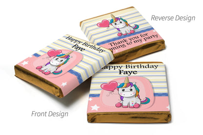 Birthday Gifts - Personalised Favours - Neapolitan Chocolates - V1 Unicorn