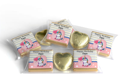 Choc Heart Trio Birthday Gifts - Unicorn - Personalised Favours - Neapolitan Chocolates