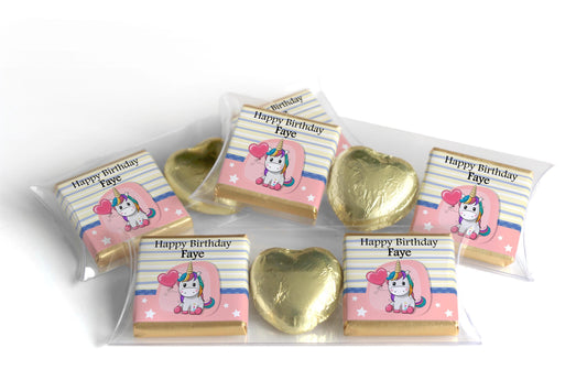 Choc Heart Trio Birthday Gifts - Unicorn - Personalised Favours - Neapolitan Chocolates