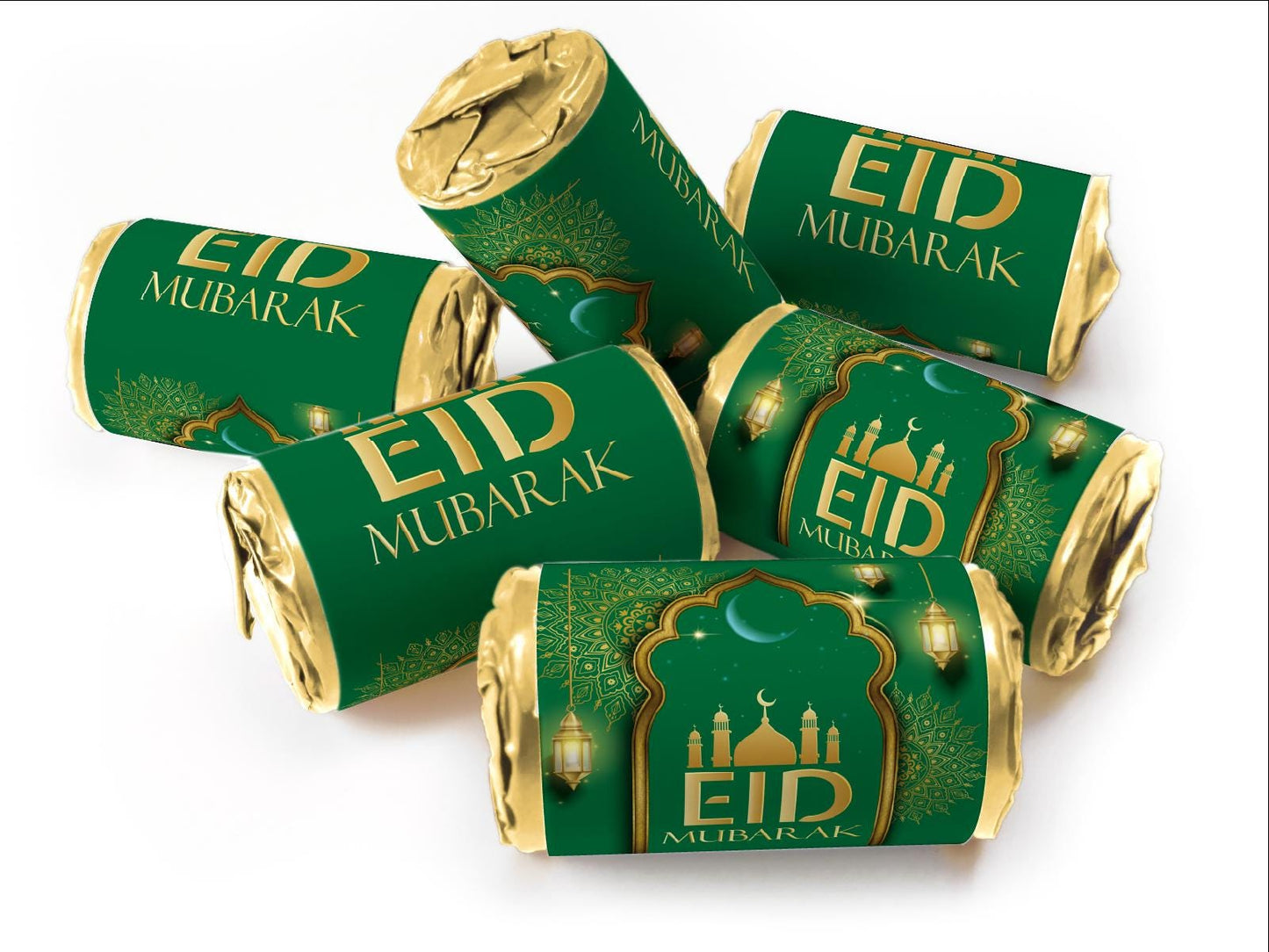 EID Sweets - EID Gifts - Favors - Love Heart Sweets with Inner Foil choices - Green V3