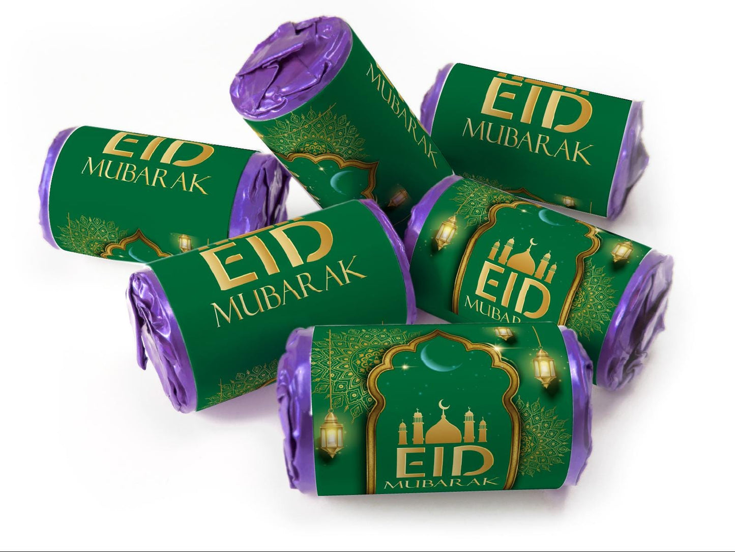 EID Sweets - EID Gifts - Favors - Love Heart Sweets with Inner Foil choices - Green V3