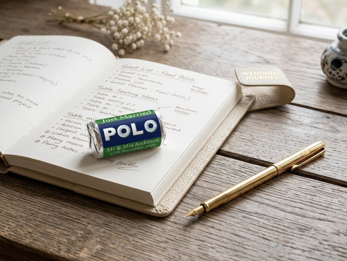 Wedding Sweets - Personalised Wedding Favours - Mini Rolls - Polo Mints, Foil Choices - Mint to be - Personalise4uLtd