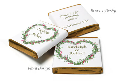 Elegant floral wedding chocolates, personalised Neapolitan favours for guests – version 19