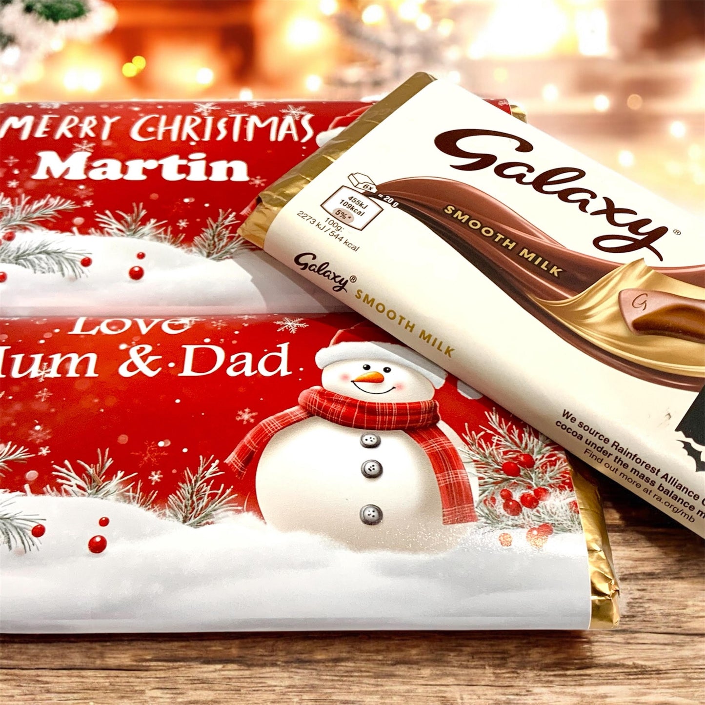 Galaxy Christmas Santa Chocolate Bars - Personalised Favours - 100g Milk Chocolate Bars - V20